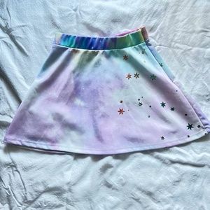 Multi-Rainbow High Waist Mini (Skater) Skirt, SMALL